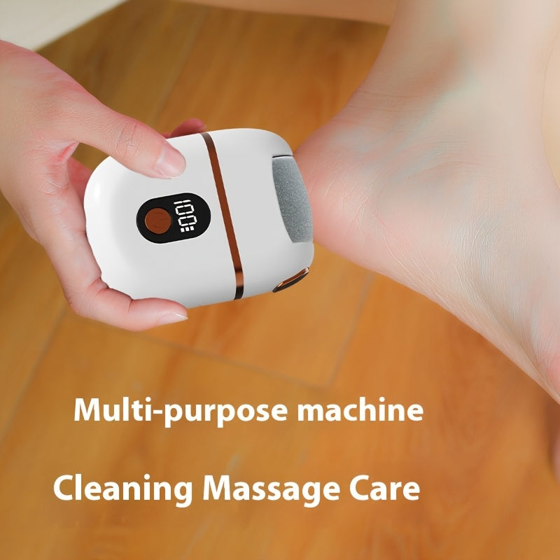 Máquina de picar carne eléctrica con visibilidad de batería, operación de un solo botón, eliminación de luz muerta beige, sin pies, con reemplazo desmontable para uso doméstico, exfoliante para el cuidado de los pies.