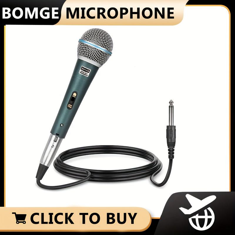 Micrófono vocal dinámico profesional con cable BOMGE, verde oscuro, Beta 58 BMG 58A, de mano, interruptor de encendido/apagado, cable XLR, con alimentación enchufable, para canto en el escenario, karaoke, juegos, videoconferencia, transmisión, estudio, D