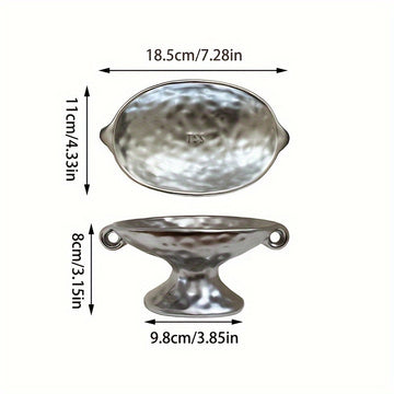 Jabón de cerámica de plata vintage con dos asas, bandeja de pie alto - Perfecto para fregaderos o como organizador de joyas Decoraciones de Halloween, Navidad