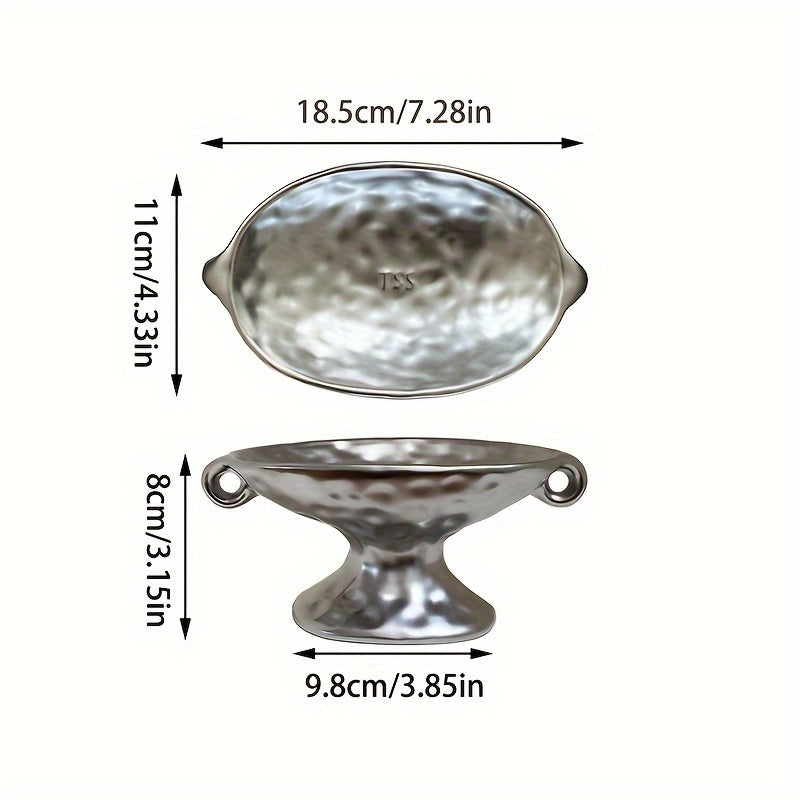 Jabón de cerámica de plata vintage con dos asas, bandeja de pie alto - Perfecto para fregaderos o como organizador de joyas Decoraciones de Halloween, Navidad