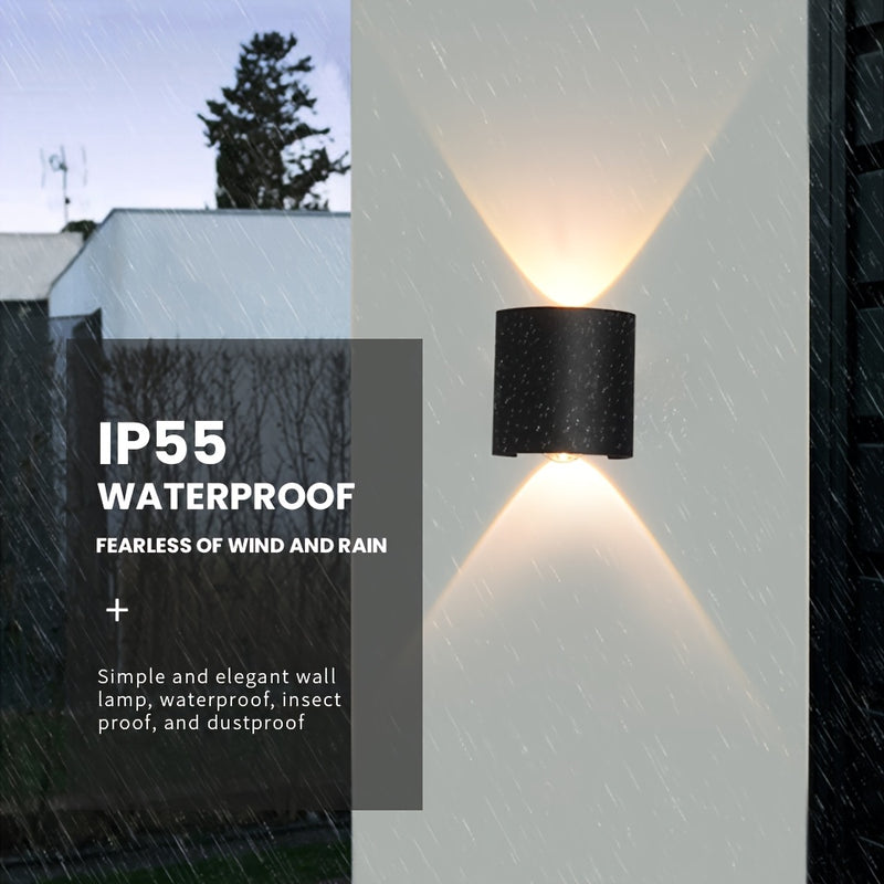 2 piezas de apliques de pared LED modernos, 2W 85-265V, lámparas colgantes de plástico semiempotradas con hardware de instalación, control de interruptor, diseño desmontable para uso en interiores/exteriores - negro y beige, lámpara de pared LED