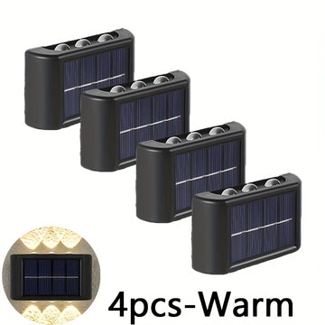 4pcs/6pcs/8pcs luces solares para valla, luces solares exteriores, luces decorativas de jardín y pared, ideales para patio, terraza, paisajismo urbano y balcón, luz cálida blanca