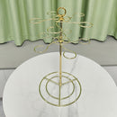 Soporte de vino de metal dorado independiente con 10 ganchos - Organizador de vajilla elegante para barra de casa, cocina o mesa de comedor, soporte de almacenamiento de vino, diseño elegante, construcción duradera