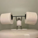 Soporte de rollo de papel higiénico de levantador de pesas divertido, impreso en 3D único, de plástico, sobre el tanque, autosoportante, con levantador de pesas sosteniendo una barra, para decoración de baño y cocina