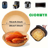 20 piezas de Papel Antiadherente para Freidora de Aire CJORWYN, Redondo de 20.07 cm - Desechable, Sin Blanquear, Resistente al Aceite para Hornear y Cocinar en Microondas más Saludable - Ideal para Accesorios de Freidora de Aire para Acción de Gracias, N