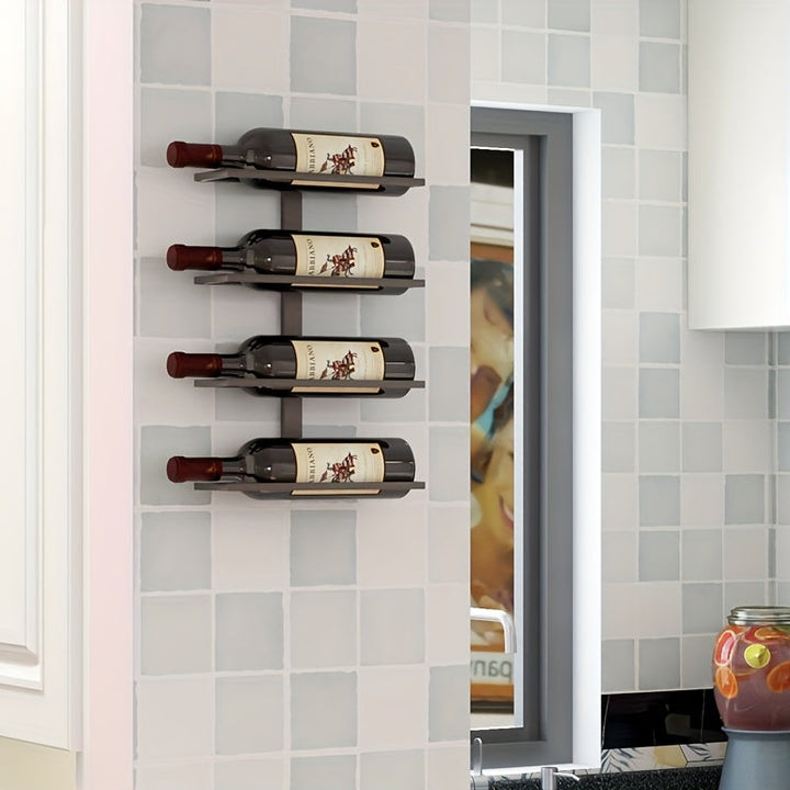 Estantería de Pared para Botellas de Vino con 4 Niveles, Soporte Creativo Decorativo para Botellas de Vino Tinto