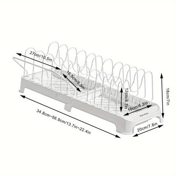 Organizador Expandible de Ollas y Sartenes, Organizador de Ollas y Sartenes Expandible Multifuncional de 12 pzas para Gabinete con Compartimentos Ajustables, Tapa y Almacenamiento de Utensilios de Cocina