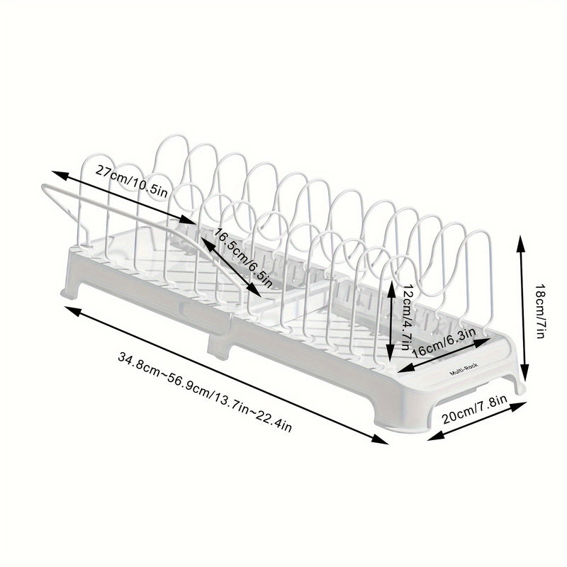 Organizador Expandible de Ollas y Sartenes, Organizador de Ollas y Sartenes Expandible Multifuncional de 12 pzas para Gabinete con Compartimentos Ajustables, Tapa y Almacenamiento de Utensilios de Cocina