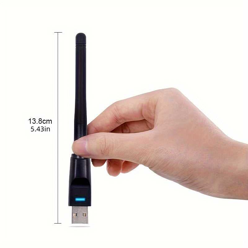 Adaptador WiFi Mini USB de 150Mbps - Transmisor sin varillas para Redes en PC y Portátil - Tarjeta Receptora WiFi de 2.4GHz con Configuración Fácil y Diseño Compacto para Decodificador de IPTV