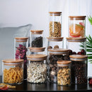 6 piezas de frascos de almacenamiento de vidrio de borosilicato resistente al calor, contenedores redondos transparentes para aperitivos de cocina, frascos sellados para granos, con tapas para almacenamiento de dulces y frijoles de café.