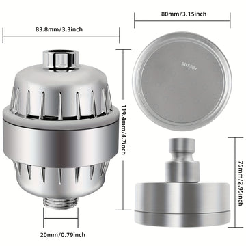 Cabezal de Ducha Filtro de 20 Etapas con Efecto SPA - Acero Inoxidable, Montado en la Pared, Configuración de Masaje para una Piel Saludable y Cabello Hidratado - Regalo Perfecto para Navidad/Halloween