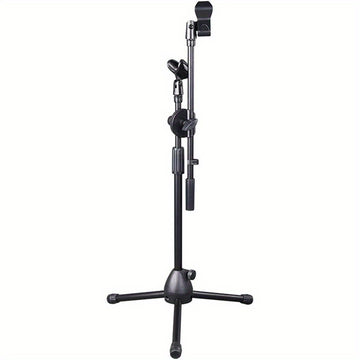 Soporte de Micrófono Ajustable para Erhu, Guitarra y Sonido en Vivo - Base Trípode Metálica Resistente con Diseño Plegable, Patas de Goma & Brazo Telescópico (45-75cm, ), Equipo de Grabación de Estudio, Construcción Robusta, Profesionalismo Musical