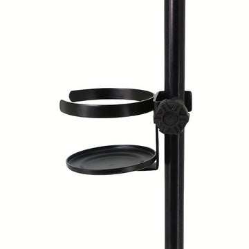 Soporte para micrófono ABS negro con porta vasos, abrazadera individual para bebidas, compatible con atriles de partituras y soportes de guitarra