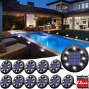 12/8 piezas de luces solares geográficas, 12 luces de disco solares LED, luz blanca, accesorios de iluminación para jardín, ideales para césped, patio, terraza, balcón y aceras