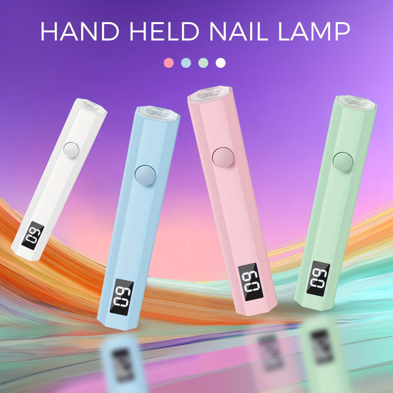 1 lámpara de uñas portátil mini con pantalla LED, luz pequeña para esmalte en gel, lámpara manual para uñas DIY