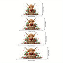 Banner de puerta 2D, 1 unidad, decoración navideña con elementos navideños, cabeza de vaca en cesta, poliéster, ideal para regreso a clases, fiestas hawaianas, Halloween, fondo decorativo para habitaciones y jardines al aire libre, perfecto para Navidad