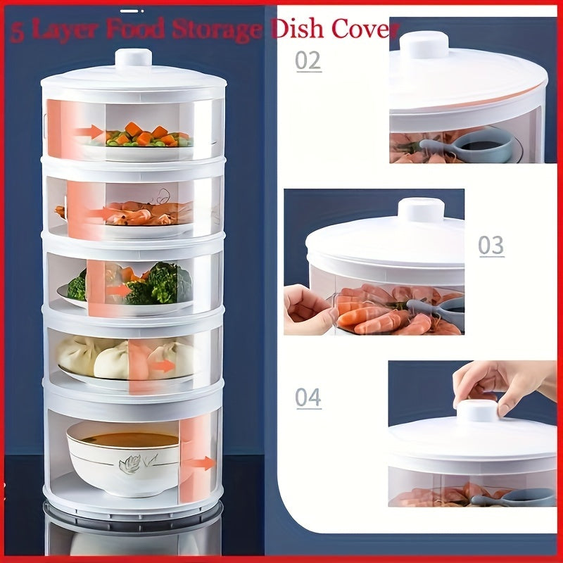Cubierta de Alimentos de Plástico Transparente Apilable - Multifuncional, a Prueba de Polvo y Conservadora de Frescura para Sobras y Comidas