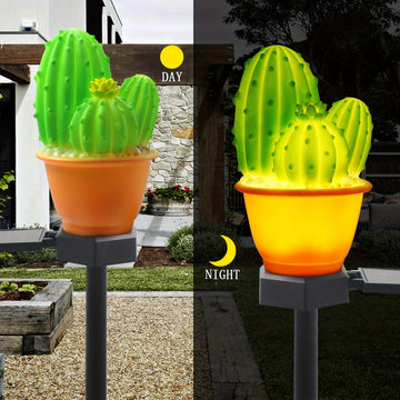 1 Paquete De 2 Piezas, Luces Solares Para Exteriores, Decoración De Jardín, Luces De Estaca De Cactus, Luces De Paisaje, Camino, Patio, Césped Y Decoraciones De Pasarela