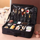 1pc Estuche Organizador de Maquillaje Impermeable de Gran Capacidad con Compartimentos Ajustables, Porta Brochas Desmontable y Espejo, Múltiples Bolsillos para Viajes, Uso Diario y Profesional