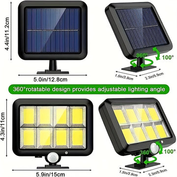 1/2/4 piezas de luz solar para pared, panel solar ajustable, 3 modos de funcionamiento, luz solar super brillante desmontable para porche, control remoto, montaje en pared, adecuado para pared, patio, garaje, jardín, patio y acera, con sensor infrarrojo,