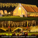 1-Pack Luces LED de Caramelo Solar - 29.5ft/7m, 162 LEDs con 8 Modos, Perfectas para Navidad, Halloween y Decoración de Bodas - Ideal para Balcón, Carpa, Jardín, Villa y Exteriores - Cortina Luminosa Solar de 18.03ft/5.5m con 96 LEDs