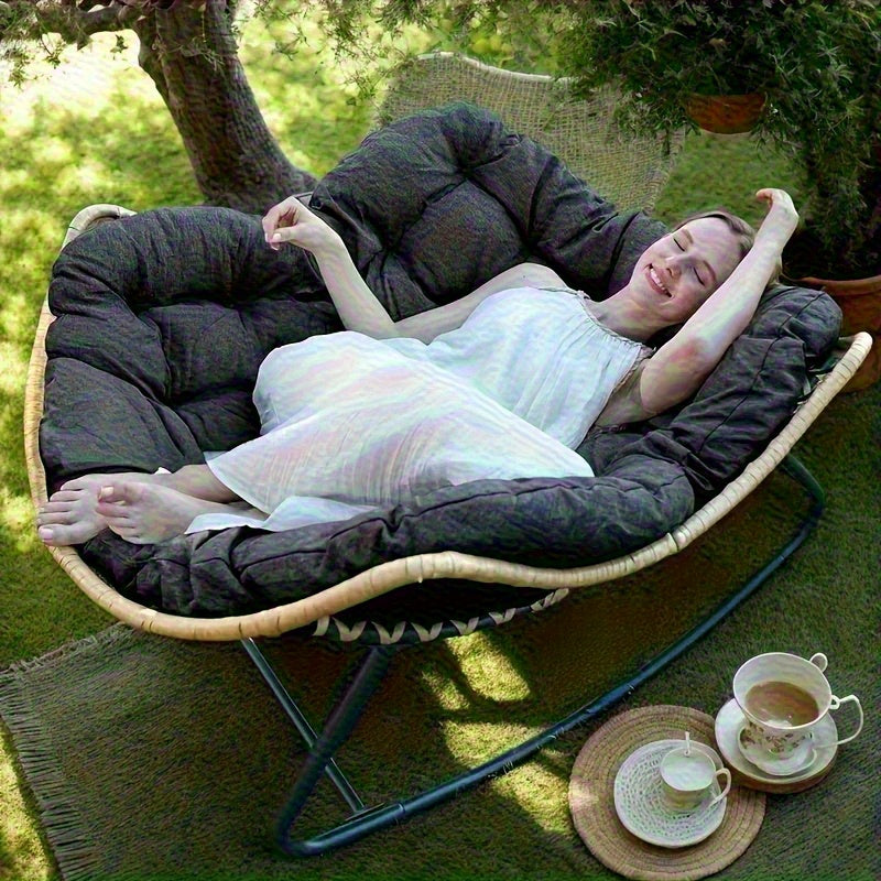 Silla de madera de caña elegante y cómoda con cojín para tus descansos de almuerzo - Ideal para acampar al aire libre, senderismo, jardín o piscina: todas las estaciones, perfecta para 11 miembros de la familia