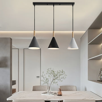 Lámpara de techo moderna de tres cabezas para isla de comedor o sala de estar - Negro, blanco o gris, sin bombillas incluidas, instalación fácil con control de interruptor, lámpara de techo moderna, iluminación contemporánea, construcción de hierro conte