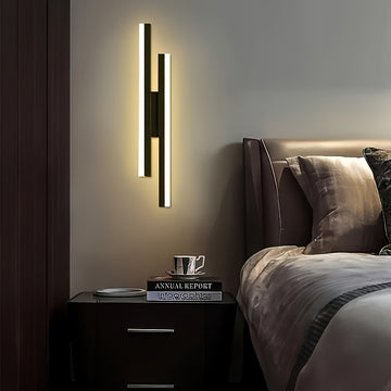 Aplique de pared LED moderno con temperatura de color ajustable en 3 tonos, acabado metálico envejecido, montaje semiempotrado para recámara y sala, incluye hardware de instalación, conexión directa 110-240V, sin necesidad de baterías, iluminación para r