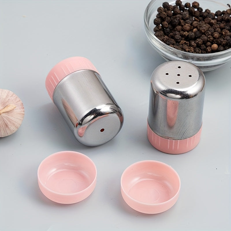 Juego de 2 Botellas para Condimentos de Acero Inoxidable con Rallador Compacto para Accesorios de Freidora y Barbacoa al Aire Libre, Cama Agitadora para Especias con Tapa Vertedera