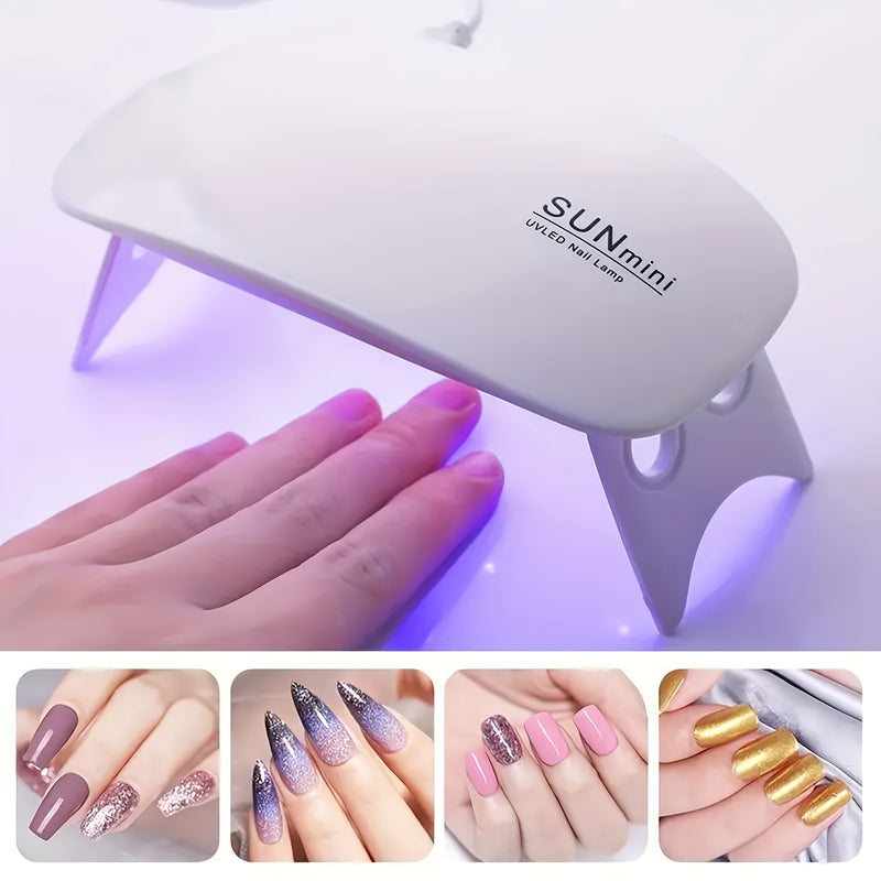 1 pieza de luz de secado de uñas portátil SUNmini - Lámpara de uñas LED de secado rápido con brillo púrpura, diseño compacto alimentado por USB para viajes, principiantes y uso doméstico, plástico hipoalergénico, luz de secado de uñas, cuidado de uñas pa