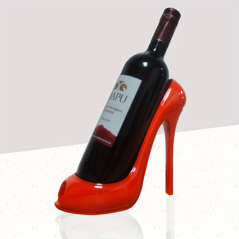 1pc Elegante Soporte para Botella de Vino con Tacón Alto – Soporte de Resina para Mesa para Bodas y Decoración del Hogar, Creativo Estante de Vino en Forma de Tacones Altos Rosa para Sala de Estar, Bar y Exhibición de Restaurantes, Decoración de Vino