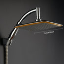 Cabezal de ducha ajustable de 9 pulgadas con boquilla de mano, diseño de lluvia cuadrada montado en pared, acabado cromado, material de plástico, ideal para baños de hogar y hoteles