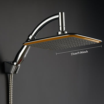 Cabezal de ducha ajustable de 9 pulgadas con boquilla de mano, diseño de lluvia cuadrada montado en pared, acabado cromado, material de plástico, ideal para baños de hogar y hoteles