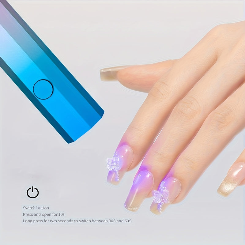 Secador de Uñas LED Portátil - Curado Rápido, Recargable, Pantalla Digital, Accesorio para Taladro Pegajoso, Diseño Ergonómico para Hogar y Salón, Carga USB, Opciones en Blanco y Dorado