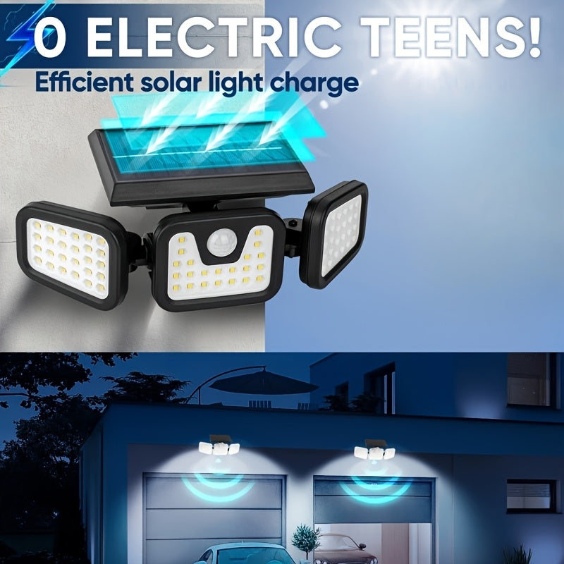 Luces solares LED para pared con sensores de movimiento, luces exteriores y de jardín con 3 modos de iluminación y baterías incluidas