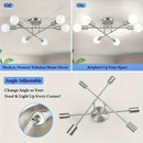 Araña estilo Sputnik moderna con pantallas metálicas desmontables, luz de techo semiempotrada para sala, dormitorio, cocina, comedor y espacios comerciales, incluye hardware de instalación (foco no incluido), grado comercial, acabado metálico, conexión c