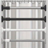1 pieza de barra de cortina de ducha telescópica de acero inoxidable con tapas de plástico blanco - Barra extendible de metal y plástico sin taladro para ducha, armario, ventana, estante de toallas - Accesorio de hogar montado en la pared, accesorios de