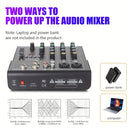 Mezclador de Audio Profesional LX01 | Multicanal con Alimentación USB | Consola Negra en Aleación con Pantalla Digital y Controles Individuales para Canales | Ideal para Transmisiones, Karaoke y Estudios Caseros | Diseño Compacto con Reproductor de MP3 |