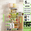 Carrito de Almacenamiento de Cocina Multinivel GDBY - 5/4/3/2 Capas, Cestas de Alambre Metálico Apilables para Frutas y Verduras, Organizador Móvil con Ruedas para Despensa, Baño, Cuarto de Lavado