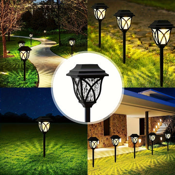 Luces de jardín solares al aire libre, paquete de 8, iluminación de sendero LED, alimentada por energía solar, material PP, color único, batería solar, sin componentes electrónicos, tensión de funcionamiento ≤36V