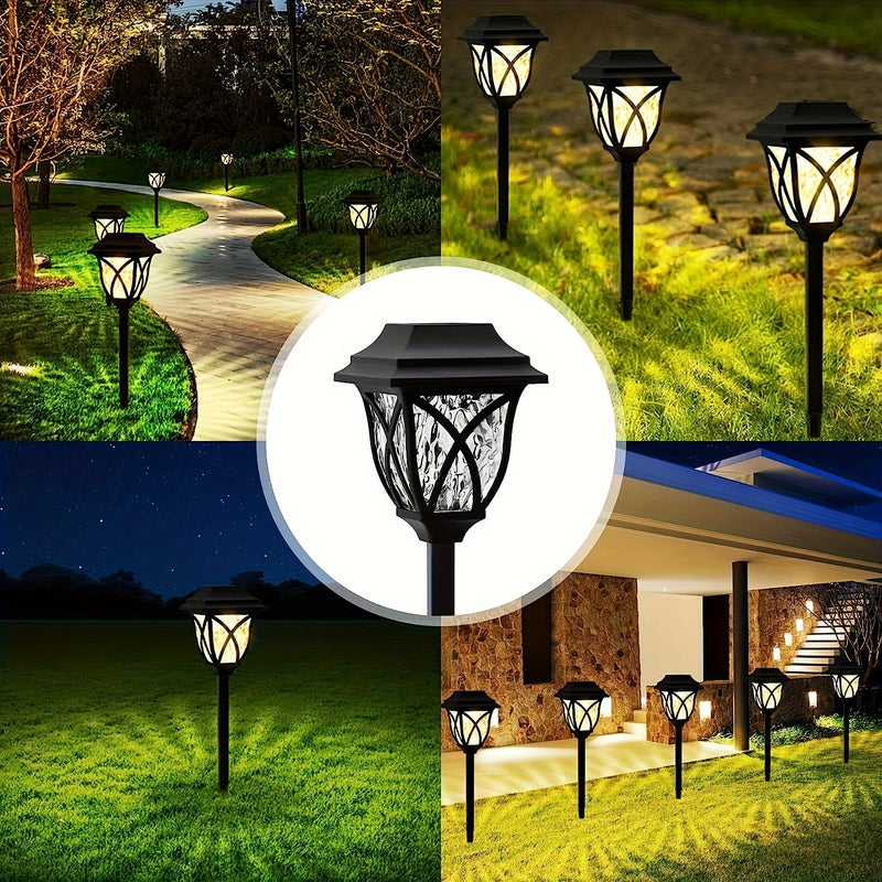 Luces de jardín solares al aire libre, paquete de 8, iluminación de sendero LED, alimentada por energía solar, material PP, color único, batería solar, sin componentes electrónicos, tensión de funcionamiento ≤36V