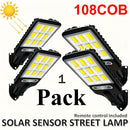 1 foco solar con control remoto, 90 LED COB, sensor de movimiento, montaje semiempotrado, material plástico, acabado pulido, plegable, accesorio desmontable, carga solar, batería de litio recargable, montaje en pared, incluye hardware de instalación