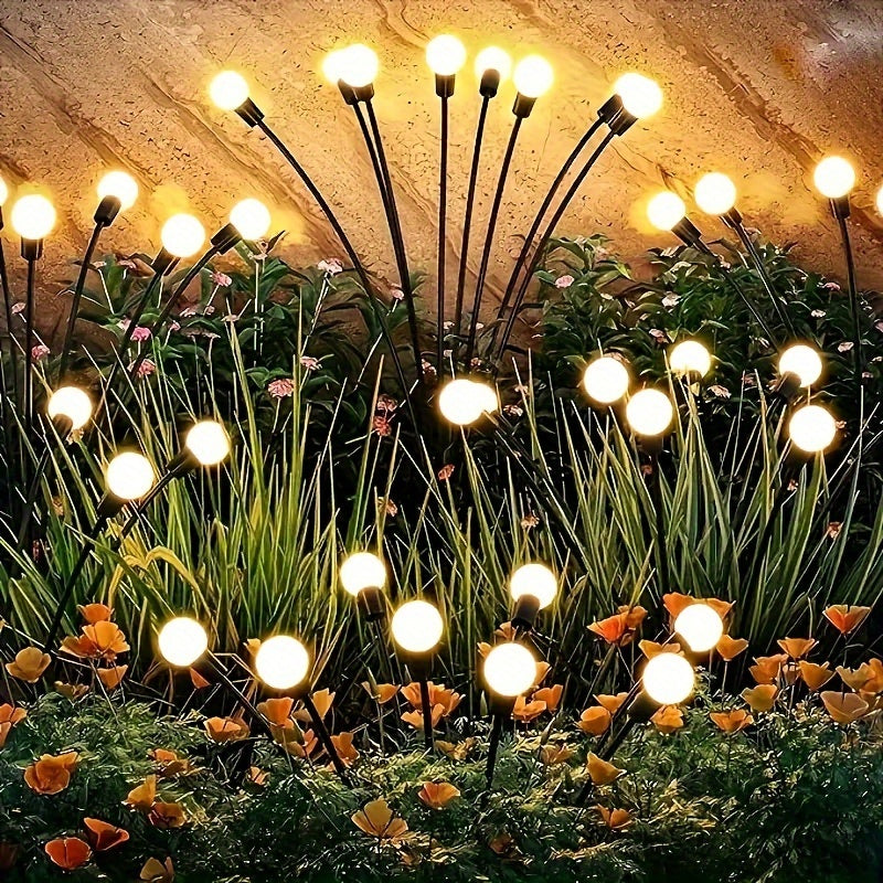 6/8/10 Luces solares para césped, luces de globo de luciérnaga impulsadas por viento LED, luces de decoración para jardín de vacaciones