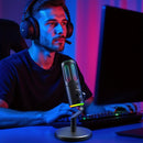 Microfono de Escritorio USB RIKSOIN con Iluminación RGB, Micrófono de Condensador para Grabación y Transmisión en Estudio Zero-Latin, Compatible con PC, Mac, PS4/5, Incluye Entrada para Auriculares, , Ideal para Podcasts, Juegos y Videollamadas, Micrófon
