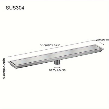 Desagüe de Suelo Rectangular Invisible de Acero Inoxidable - Extendido, Fregadero de Baño Resistente a Olores con Cubierta de Tubería Oculta