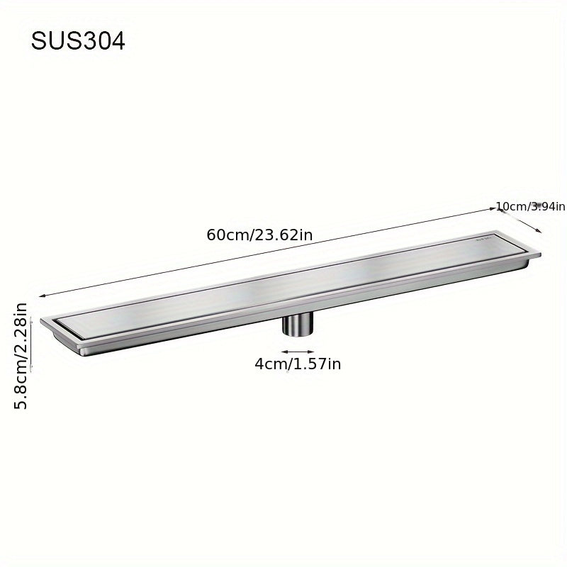 Desagüe de Suelo Rectangular Invisible de Acero Inoxidable - Extendido, Fregadero de Baño Resistente a Olores con Cubierta de Tubería Oculta