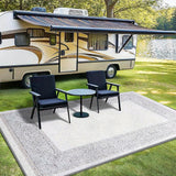 Alfombra de Lujo Seven Deer - Ultra Suave 851g/m², Lavable a Máquina en Poliéster Antideslizante con Diseño Geométrico Crema para Patio, Camping y RV - Decoración Ligera y Duradera Fácil de Cuidar