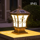 Lámpara solar LED para exteriores, pilar de jardín, cuerpo de aluminio para villa o barandal, control remoto, luz variable, luz blanca, cálida, neutra y roja, se apaga de día y enciende automáticamente de noche