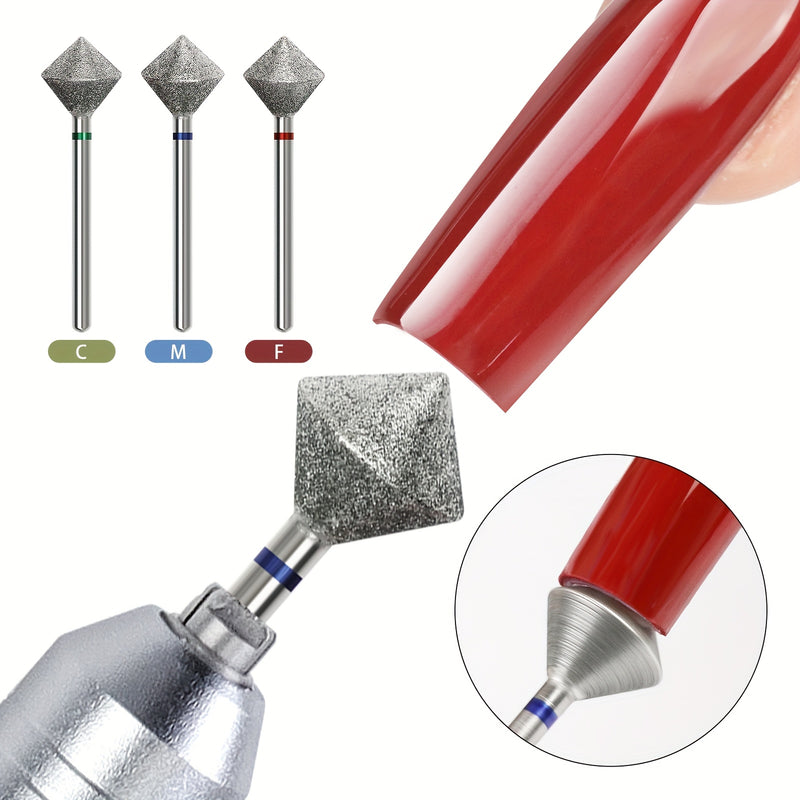 Pieza de molienda en forma de rombo para cuidado de pies y máquinas de uñas, diseñada para lijado de grosor de uñas y tratamientos de belleza