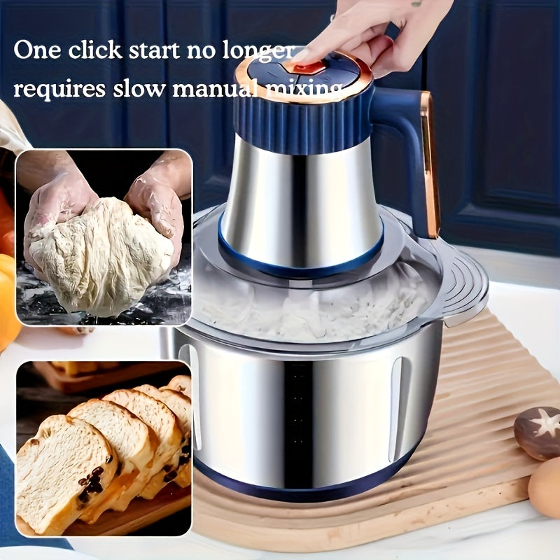 Picadora de Carne Eléctrica, Procesador de Alimentos 2L/3L/5L Acero Inoxidable y Máquina para Fideos, Usada para Picar Carne, Verduras, Frutas y Nueces, 5L con 6 Cuchillas Afiladas, 3L/2L con 4 Cuchillas, 500W, Enchufe Americano